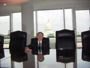Don Shapiro in Washington, DC Don sitting in a client's boardroom overlooking the Capital
